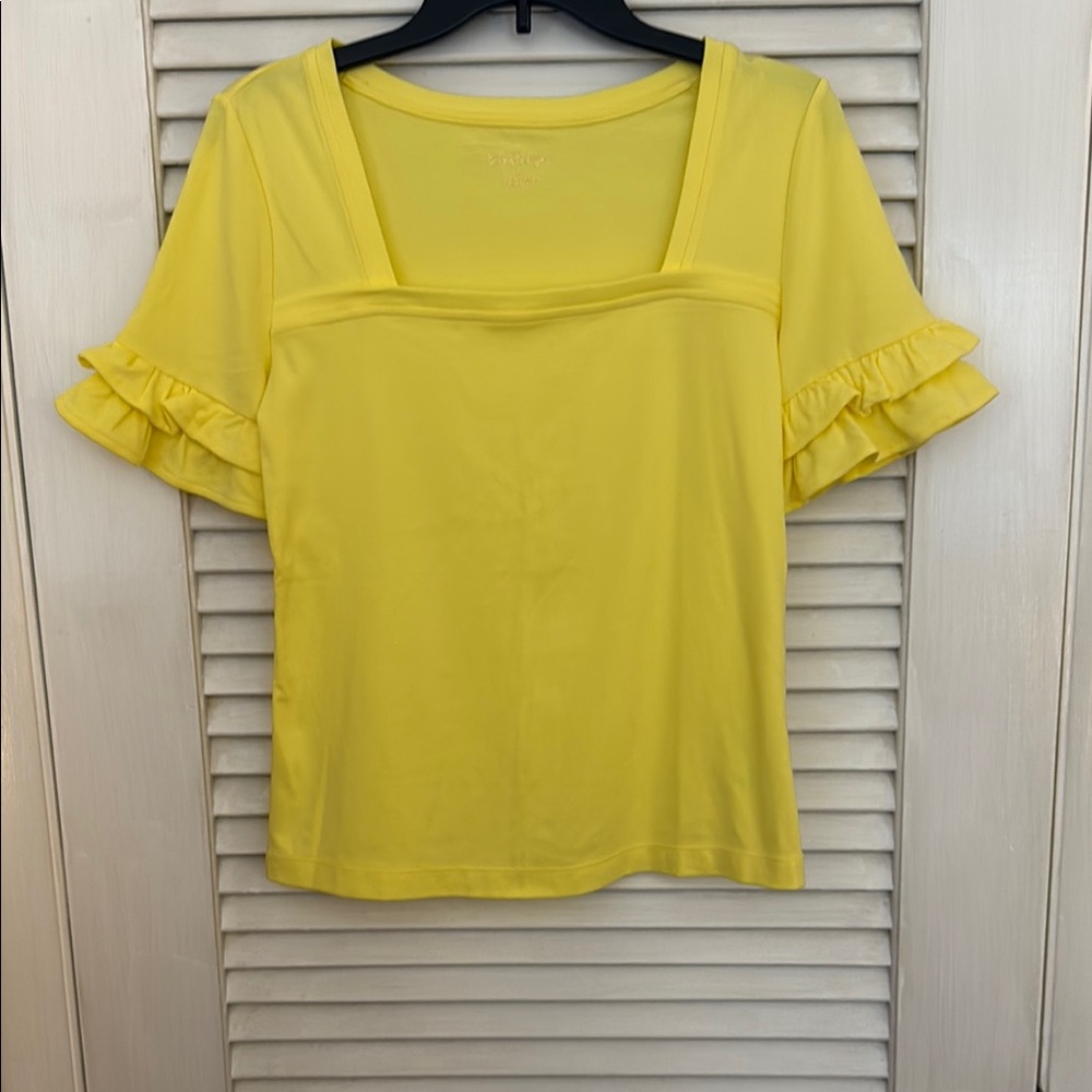 Lilly Pulitzer Yellow Ruffle Sleeve Women's Top - Picture 2 of 6
